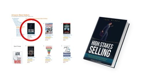 collection of books on a webpage, with a certain book titled 'High Stakes Selling' highlighted.